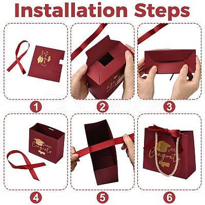 Gold Stamping Graduation Cap Paper Gift Bags CARB-FZC0001-01B-1