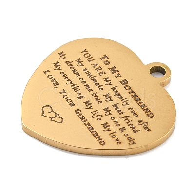 Valentine's Day PVD Vacuum Plating 201 Stainless Steel Pendants STAS-L079-24G-04-1