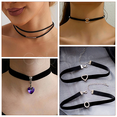 6Pcs 6 Styles Velvet & Imitation Leather Choker Necklaces NJEW-SC0001-71-1