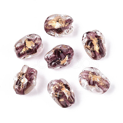 Handmade Gold & Silver Foil Glass Beads FOIL-N030-02B-1