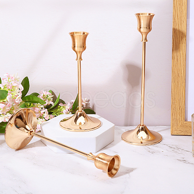 2 Sets Iron Candle Holders AJEW-GL0002-92-1
