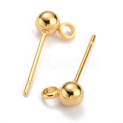 304 Stainless Steel Ball Post Stud Earring Findings STAS-Z035-01G-C-1
