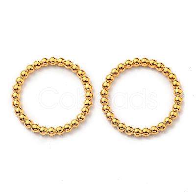 304 Stainless Steel Round Beaded Finger Ring STAS-B045-09G-1