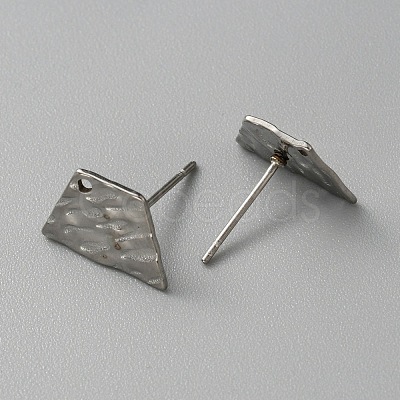 304 Stainless Steel Textured Geometry Stud Earring Findings with Hole STAS-WH0027-54N-1