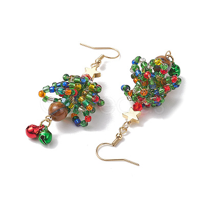 Glass Seed Beaded Dangle Earrings EJEW-MZ00170-1