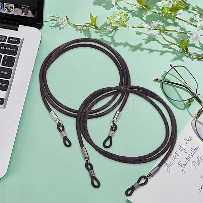 2Pcs 2 Styles Cowhide Neck Strap for Eyeglasses AJEW-CL0004-76A-1