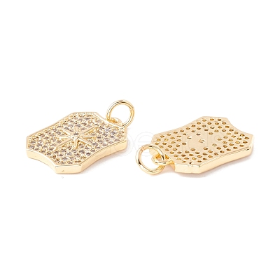 Rack Plating Brass Micro Pave Clear Cubic Zirconia Pendants ZIRC-I057-22G-1
