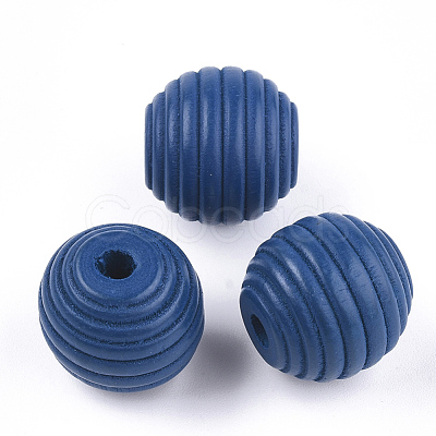 Painted Natural Wood Beehive Beads WOOD-S049-04B-02-1