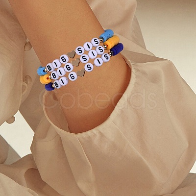 6Pcs 6 Style Polymer Clay Heishi Surfer Stretch Bracelets Set BJEW-SW00120-1