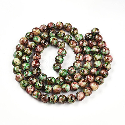 Baking Paint Glass Beads Strands DGLA-N003-10mm-B07-1
