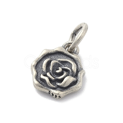 925 Sterling Silver Flower Charms with Jump Rings and 925 Stamp STER-M021-02AS-02-1