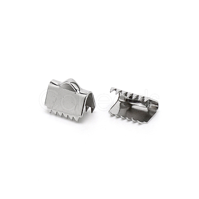 304 Stainless Steel Ribbon Crimp Ends LS-STAS-WH0035-02B-P-1
