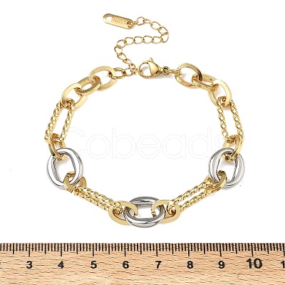 304 Stainless Steel Oval Link Chain Bracelets for Women BJEW-A169-05GP-1