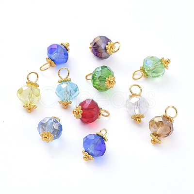 Electroplate Faceted Glass Charms PALLOY-JF00454-M-1