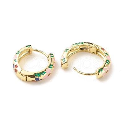 Flower Enamel Hoop Earrings EJEW-G290-03G-A-1