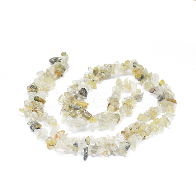 Natural Gold Rutilated Quartz Chip Bead Strands X-G-M205-18-1