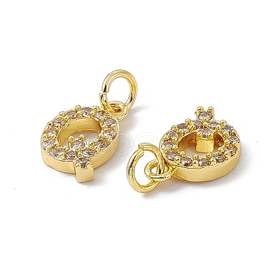 Real 18K Gold Plated Brass Micro Pave Clear Cubic Zirconia Charms KK-E068-VB452-Q-1