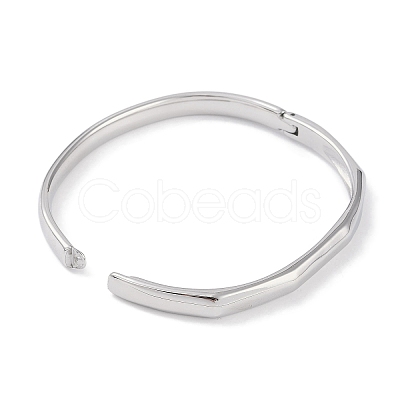 Non-Tarnish 304 Stainless Steel Faceted Ring Hinged Bangles for Women BJEW-C071-16P-1