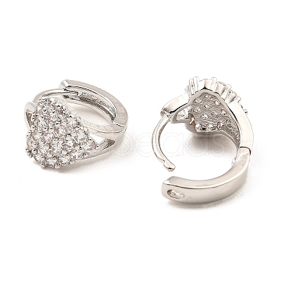 Brass Micro Pave Cubic Zirconia Hoop Earrings EJEW-D078-17P-1