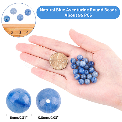 Dyed & Heated Natural Blue Aventurine Round Beads Strands G-AR0002-45-1
