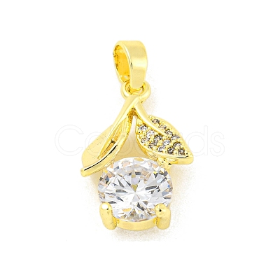 Brass Micro Pave Clear Cubic Zirconia Pendants KK-P263-06A-G-1