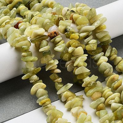 Natural Lemon Jade Chip Bead Strands G-M205-22-1