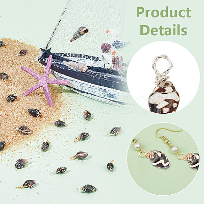 100Pcs 2 Colors Copper Wire Wrapped Natural Spiral Shell Pendants PALLOY-AB00234-1