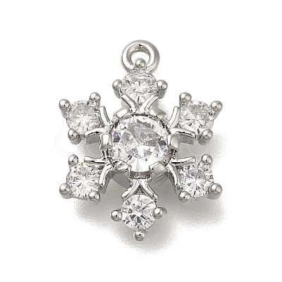 Rack Plating Brass Micro Pave Cubic Zirconia Pendants KK-M014-10A-P-1
