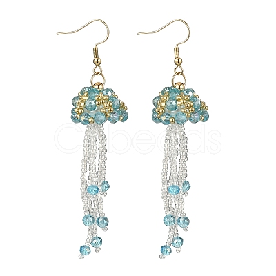 304 Stainless Steel Glass Seed Beads Jellyfish Dangle Earrings EJEW-MZ00553-05-1