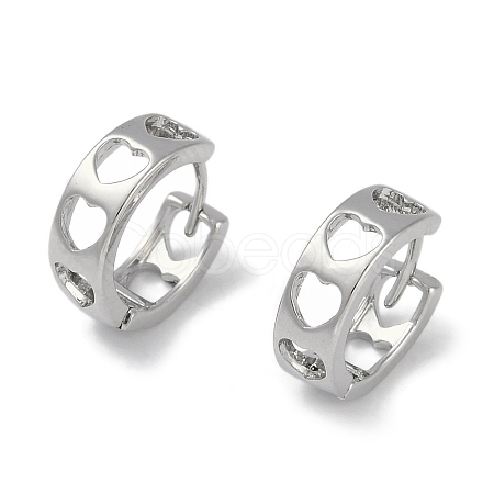Hollow Heart Brass Hoop Earrings EJEW-L292-014P-1