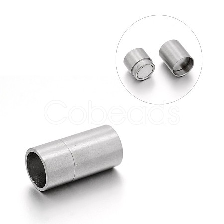 Tarnish Resistant 304 Stainless Steel Column Magnetic Clasps with Glue-in Ends STAS-E089-03C-1