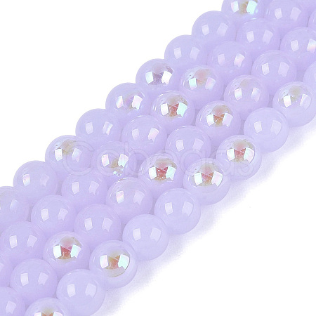 Electroplate Imitation Jade Glass Beads Strands EGLA-Q132-6MM-01B-04-1