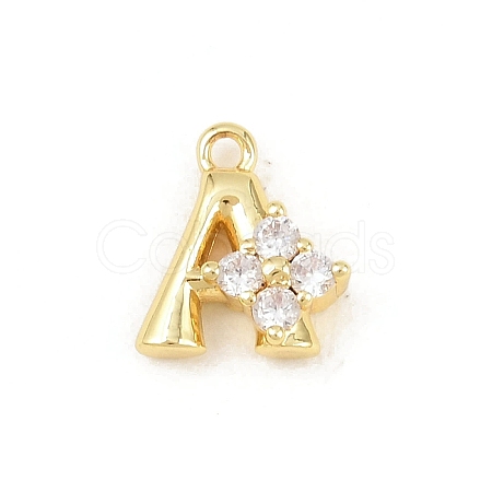 Brass Micro Pave Clear Cubic Zirconia Charms KK-Z151-18G-A-1