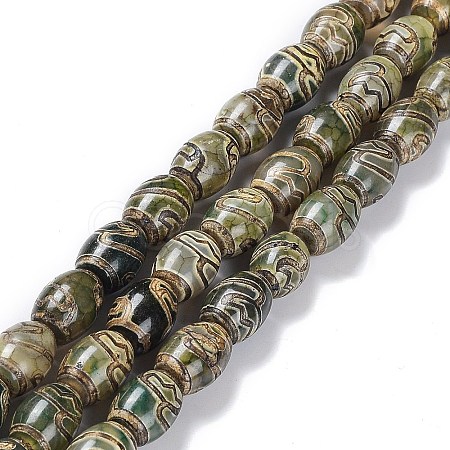 Tibetan Style dZi Beads Strands TDZI-E005-01Q-1