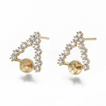 Brass Micro Pave Clear Cubic Zirconia Earring Findings KK-S356-126G-NF-1