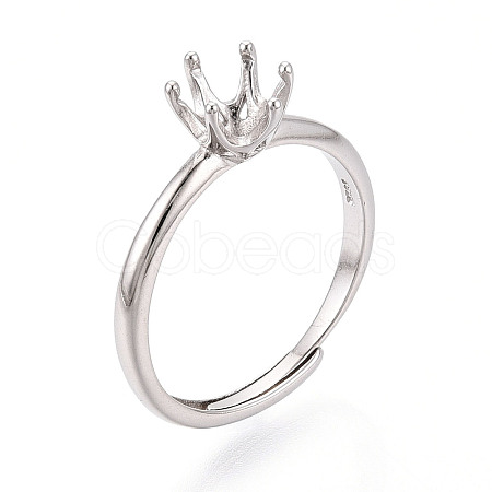 Rhodium Plated 925 Sterling Silver Engagement Solitaire Ring Settings STER-T008-12P-1