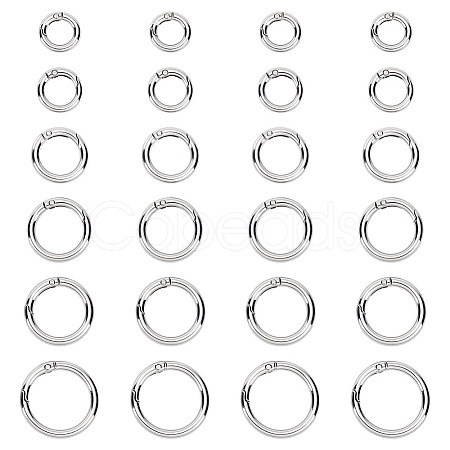 24Pcs 6 Styles Zinc Alloy Spring Gate Rings FIND-ME0002-10-1