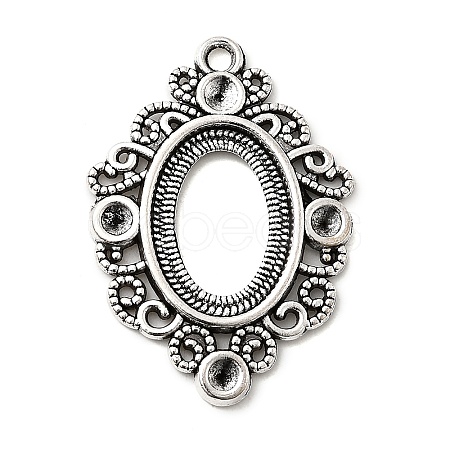 Tibetan Style Alloy Pendant Rhinestone and Cabochon Open Back Settings TIBEP-R304-021AS-LF-1