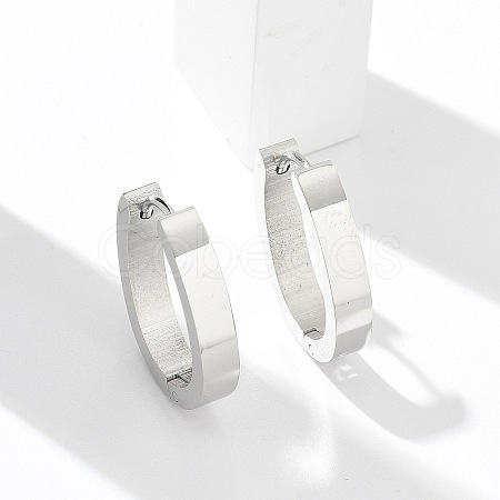 304 Stainless Steel Oval Hoop Earrings for Women EJEW-C096-66P-1