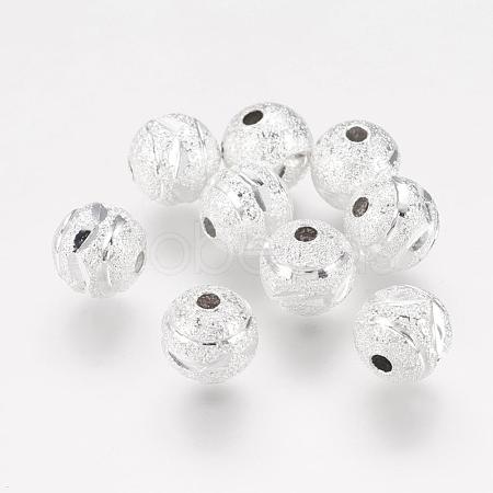 Brass Textured Beads PALLOY-G018-S-1