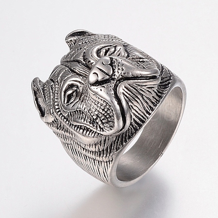 304 Stainless Steel Puppy Finger Rings RJEW-G091-12-1