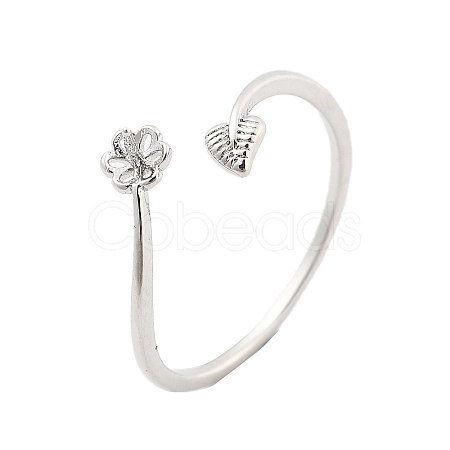 Leaf & Flower  Brass Adjustable Ring Settings KK-G527-01C-P-1
