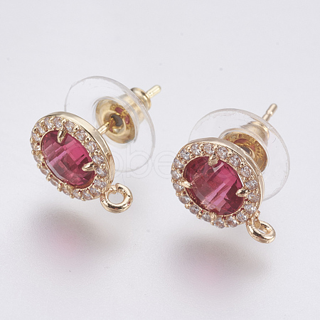Faceted Glass Stud Earring Findings GLAA-F084-B03-1