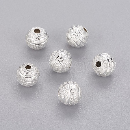 Brass Textured Beads KK-B208-S-1