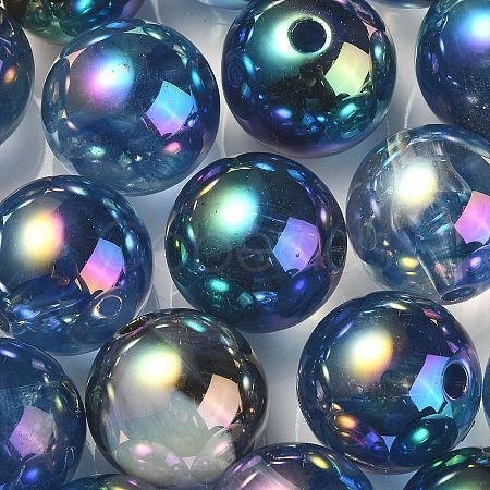 UV Plating Rainbow Iridescent Acrylic Beads PACR-E001-03D-1