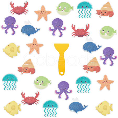 20Pcs 8 Style Ocean Animals PEVA Bathtub Non-Slip Stickers AJEW-WH0248-499-1