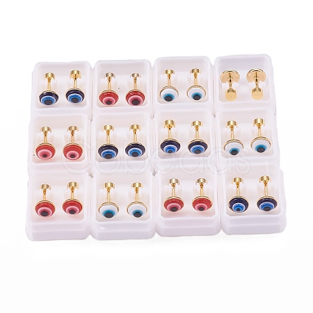 304 Stainless Steel Evil Eye Earlobe Plugs EJEW-H105-12-1