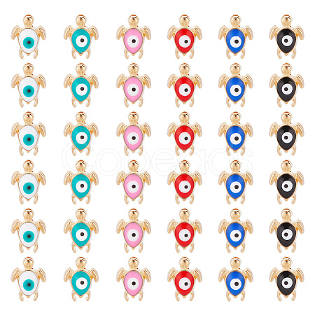 60Pcs 6 Colors Golden Tone Alloy Enamel Beads ENAM-AR0001-53-1