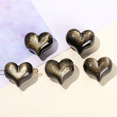 Natural Golden Sheen Obsidian Beads PW-WG54949-01-1