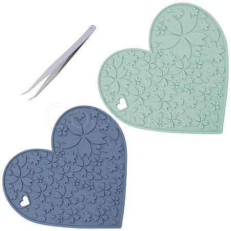 2Pcs 2 Colors Silicone Hot Mats for Hot Dishes AJEW-GF0008-29A-1